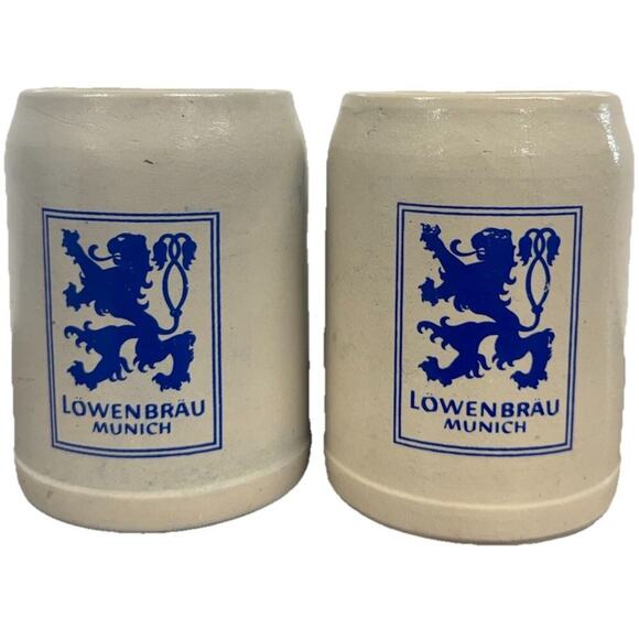 Lowenbrau Other - LOT of 2 Vintage Stoneware Lowenbrau Munich .5L German Beer Stein Mugs